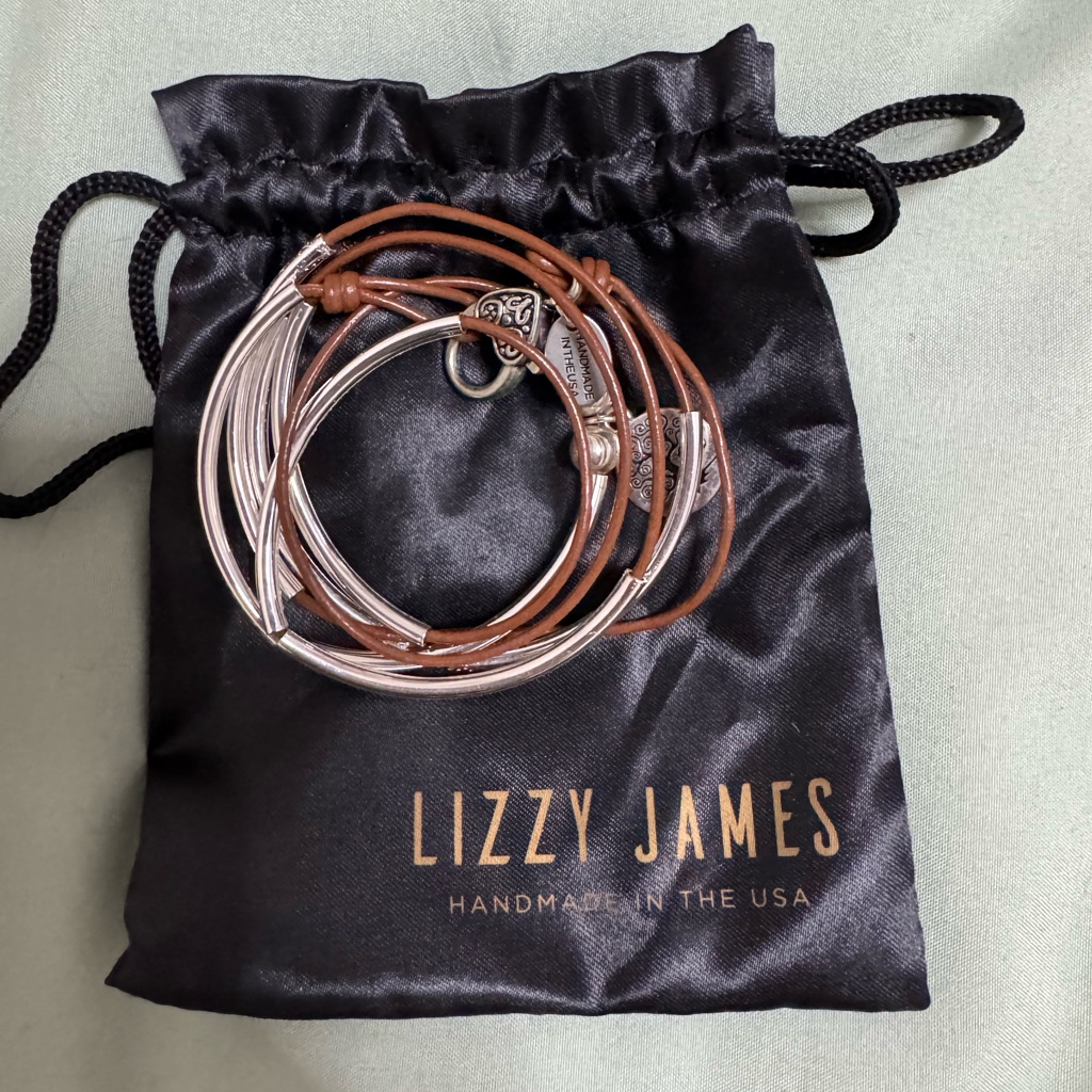 Lizzy James Silver And Brown Wrap Bracelet